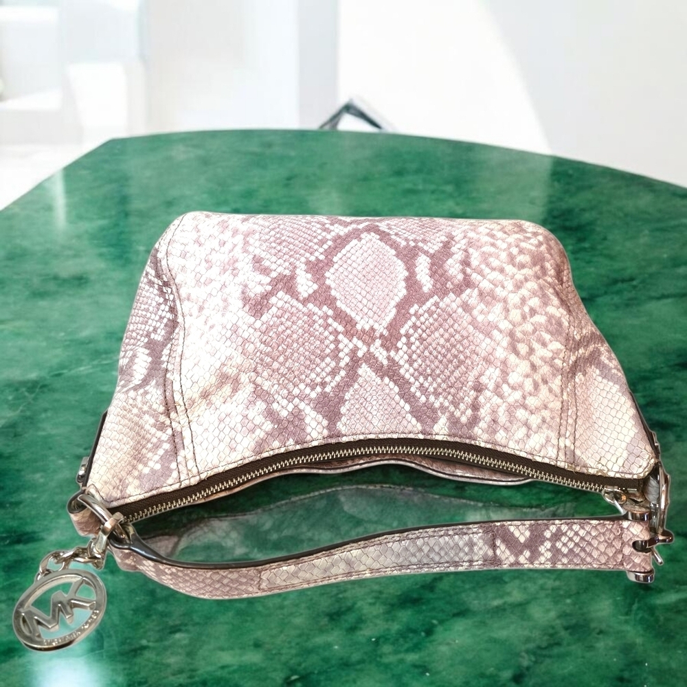 Michael Kors Neutral Python Embossed Leather Shou… - image 11